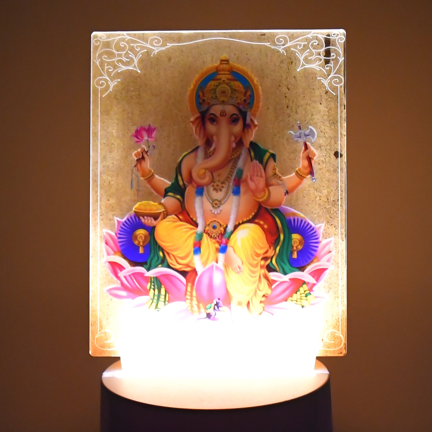 Beautiful 3d Lord Ganesh Frame With Soft White Light (1 Pc) Beautiful 3d Lord Ganesh Frame With Soft White Light (1 Pc)